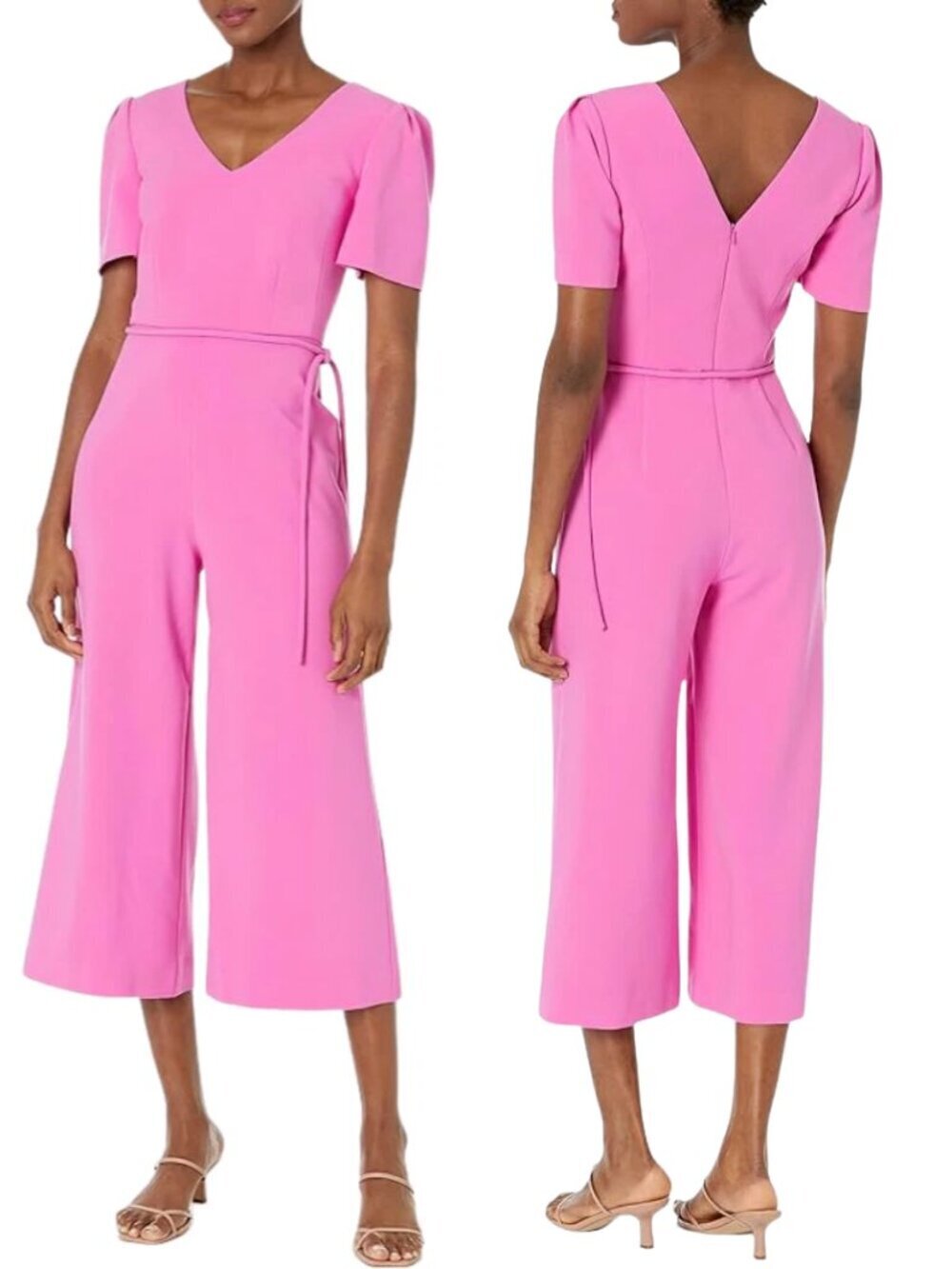Trina Turk Deann Wide Leg Cropped Jumpsuit Womens 2 Snapdragon Pink Cocktail NWT